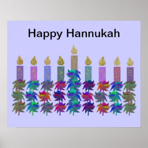Blume Hannukah Menorah Druck Poster