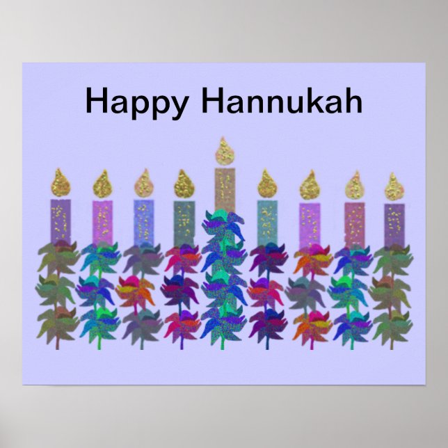 Blume Hannukah Menorah Print Poster (Vorne)