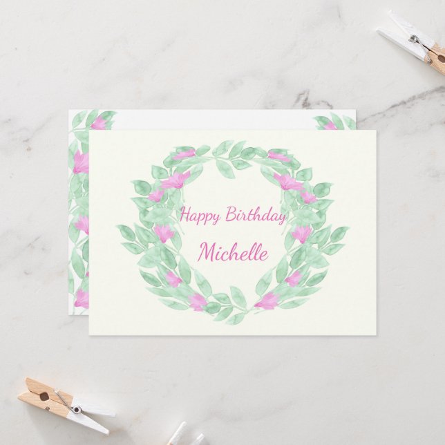 Blume hat Glückwunsch zum Geburtstag. Einladung (Vorderseite/Rückseite Beispiel)