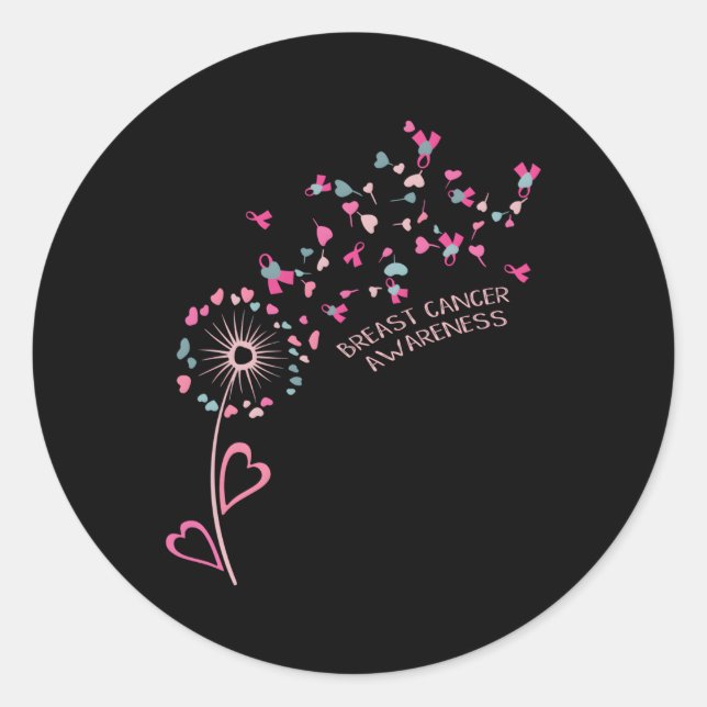 Blume He Ribbon Daisy Dandelion Brustkrebs Awa Runder Aufkleber (Vorderseite)