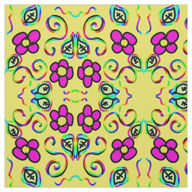 Blume Hellgelber Hintergrund Stoff (Muster)