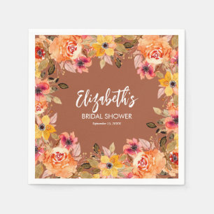 Blume Herbst Wasserfarbe Terrakotta Serviette