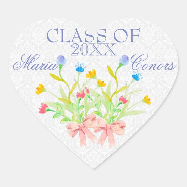 Blume Herz-Aufkleber (Vorderseite)