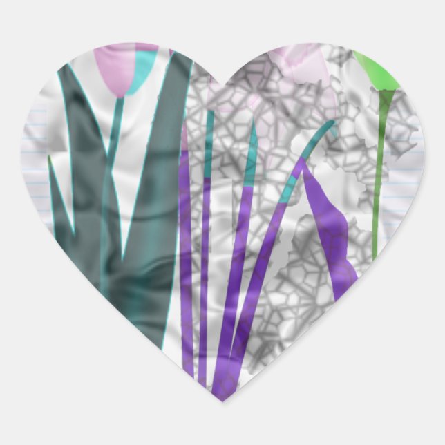 Blume Herz-Aufkleber (Vorderseite)