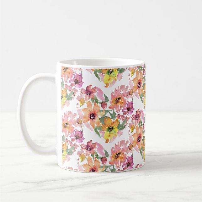 Blume Herz Tasse, Blume, Wildblumen botanisch Kaffeetasse (Links)