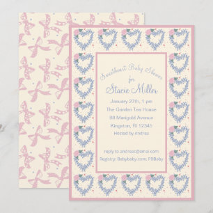 Blume Herz und Bogen Rosa Kinderdusche Einladung