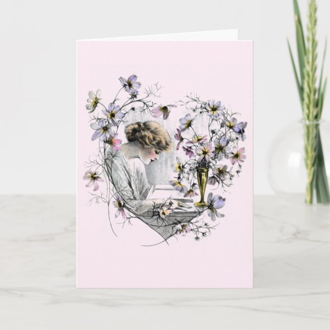 Blume Herz Valentine Feiertagskarte (Vorderseite)