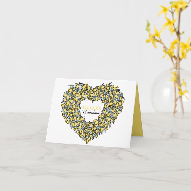 Blume Herzgelbe Tuilp Kunst Grandma Muttertag Karte (Gelbe Blume)