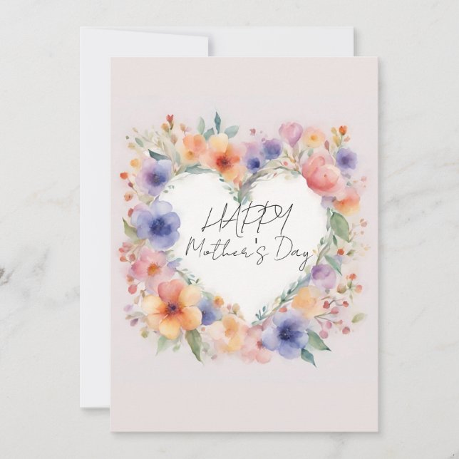 Blume Herzgestalt glücklicher Muttertag Einladung (Vorderseite)