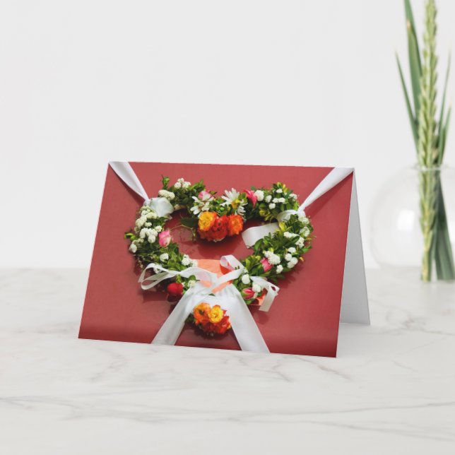Blume Herzkartonkarte Feiertagskarte (Vorderseite)