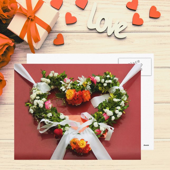 Blume Herzkranz Postkarte (Flower Heart Wreath Postcard)