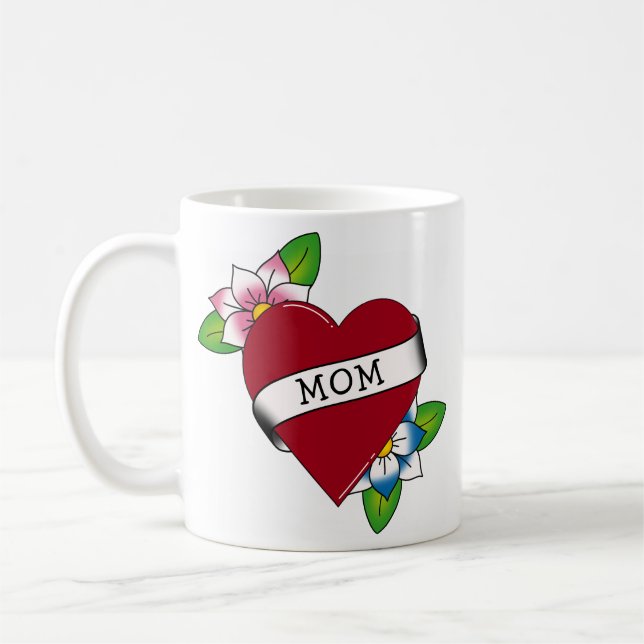Blume Herzliche Mama Tattoo Kaffeetasse (Links)