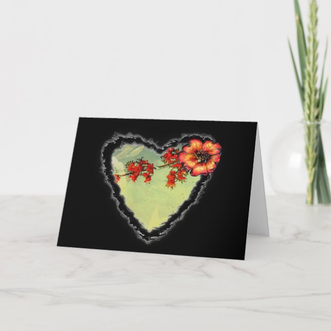 Blume Herzstück Valentine Liebe Romantik Karte (Vorderseite)