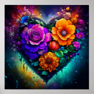 Blume HerzValentinstag Poster