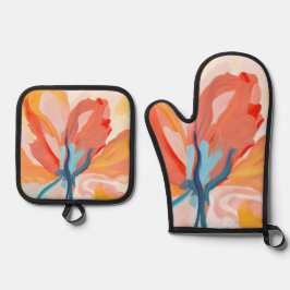 Blume Hintergrund abstrakte Malerei Ofenhandschuh & Topflappen-Set
