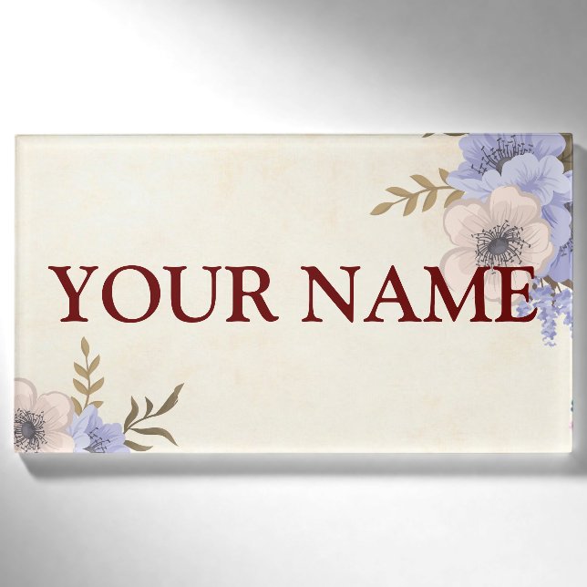 Blume-Hintergrund - Individualisieren Sie Ihre eig Namenschild (Vorderseite)