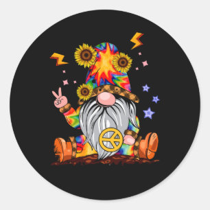 Blume Hippie Gnome Gefärbte Krawatte Gnome Peace S Runder Aufkleber
