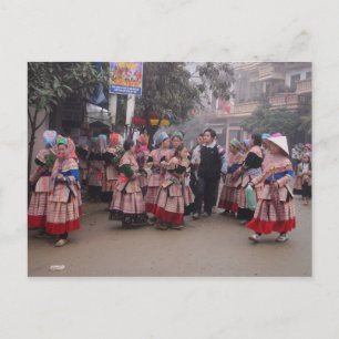 Blume Hmong auf dem Markt Postkarte