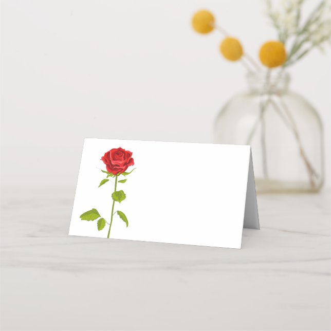 Blume Hochzeit der Rote Rose Florenz Rose Botanisc Platzkarte (Vorderseite)