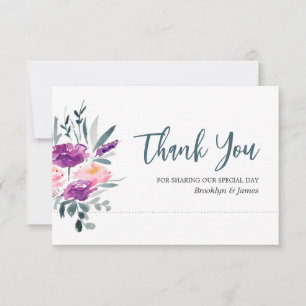 Blume Hochzeit mit Aquarellfarben dank Karte
