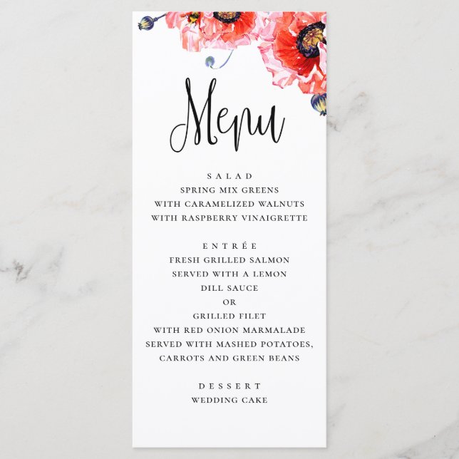 Blume. Hochzeit mit Blumen Menükarte (Vorderseite)