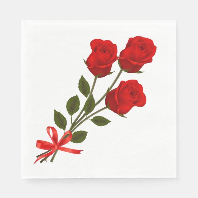 Blume Hochzeit mit floraler Rote Rose, Brautparty Serviette (Vorderseite)