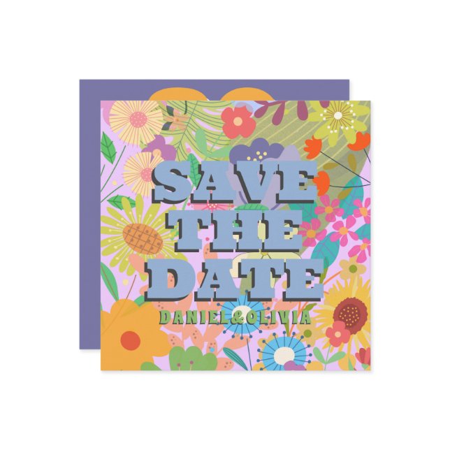 Blume Hochzeit Save The Date (Vorderseite/Rückseite Beispiel)