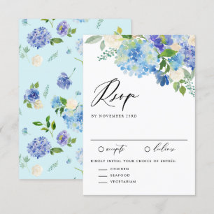 Blume Hochzeit von Aquarell Blue Hydrangea RSVP Karte
