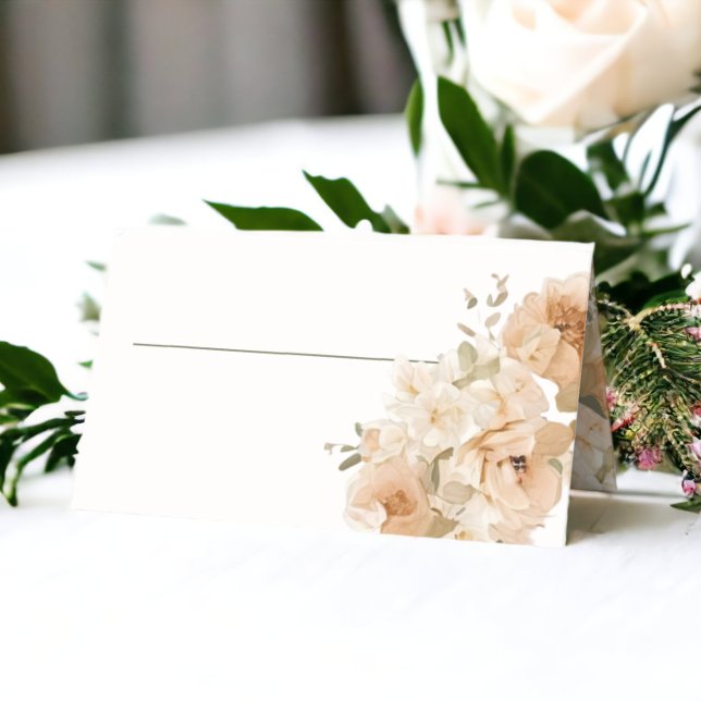 Blume-Hochzeit von Mute Peach Platzkarte (Muted Peach Flower Wedding Place Card from Ricaso)