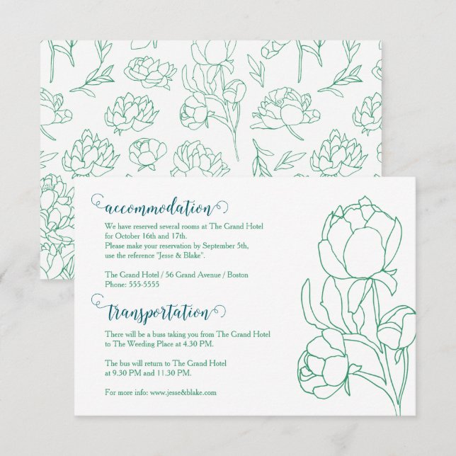 Blume Hochzeit von Roten  Begleitkarte (Vorne/Hinten)