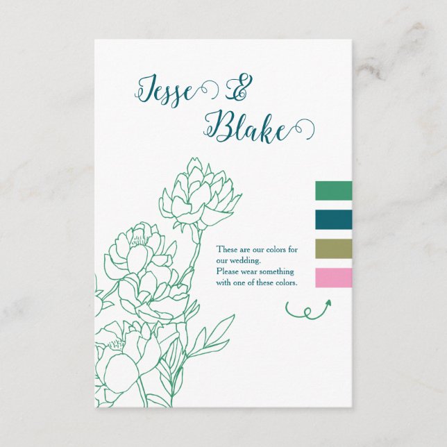 Blume Hochzeit von Roten  Begleitkarte (Vorderseite)