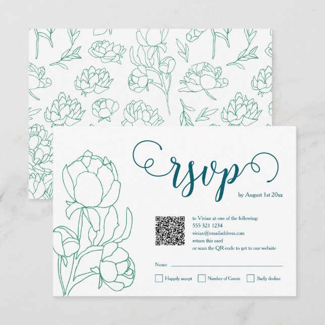 Blume Hochzeit von Roten  RSVP Karte (Vorne/Hinten)