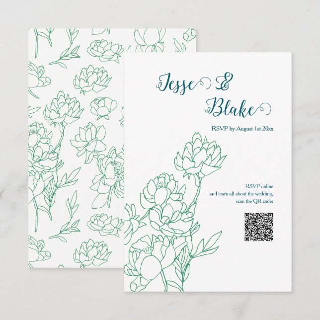 Blume Hochzeit von Roten  RSVP Karte (Vorne/Hinten)