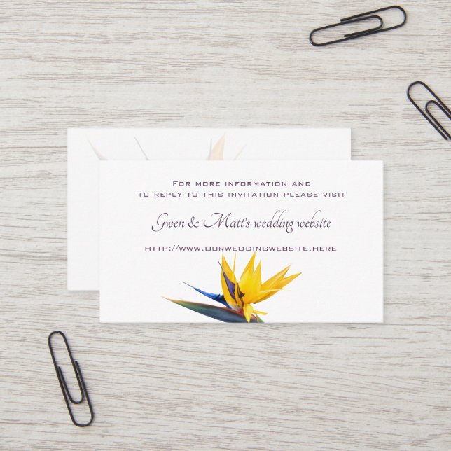 Blume Hochzeiten auf der Webseite des Paradieses Visitenkarte (Vorderseite/Rückseite Beispiel)