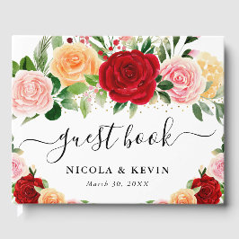 Blume Hochzeiten: Rot und Orange Rose Gästebuch