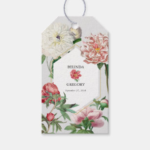 Blume Hochzeiten von Watercolor Pink White Peonies Geschenkanhänger