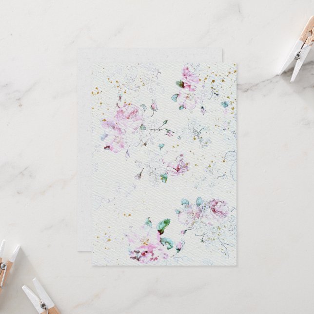 Blume Hochzeitsfeiern Einladung zum Aquarellpapier (Vorderseite/Rückseite Beispiel)