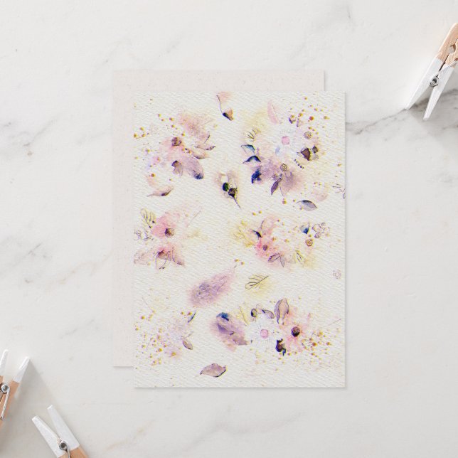 Blume Hochzeitsfeiern Einladung zum Aquarellpapier (Vorderseite/Rückseite Beispiel)