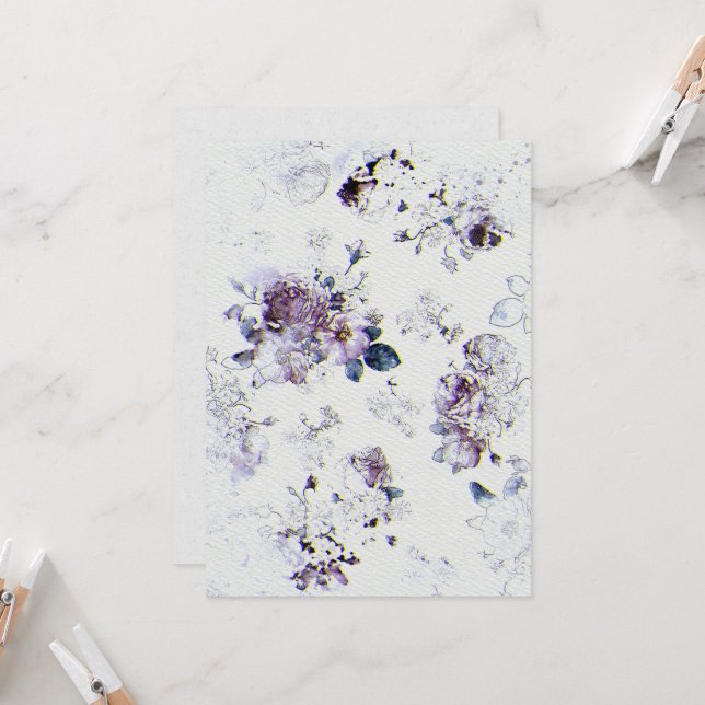 Blume Hochzeitsfeiern Einladung zum Aquarellpapier (Vorderseite/Rückseite Beispiel)