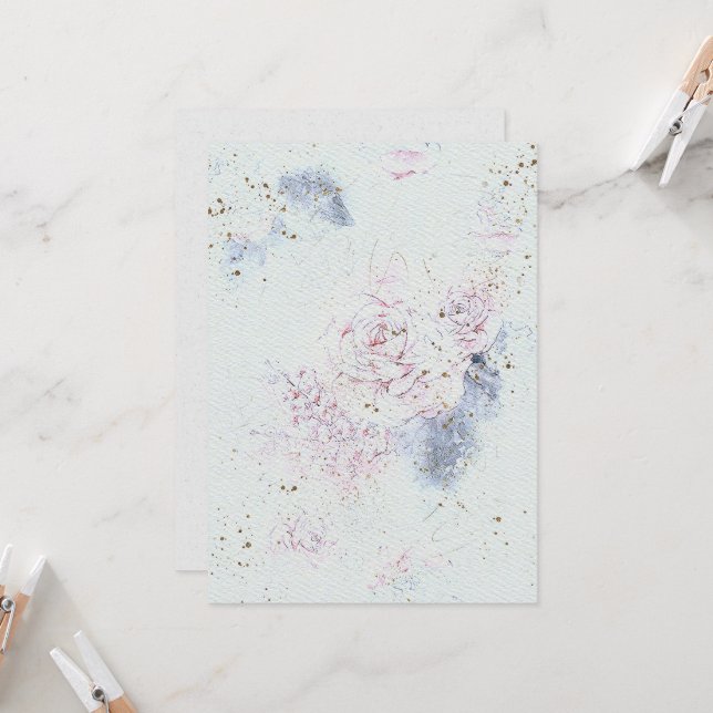 Blume Hochzeitsfeiern Einladung zum Aquarellpapier (Vorderseite/Rückseite Beispiel)