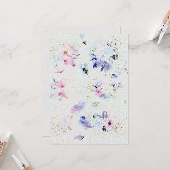 Blume Hochzeitsfeiern Einladung zum Aquarellpapier (Vorderseite/Rückseite Beispiel)