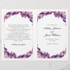 Blume Hochzeitsprogramm. Lila Kirchenfeier