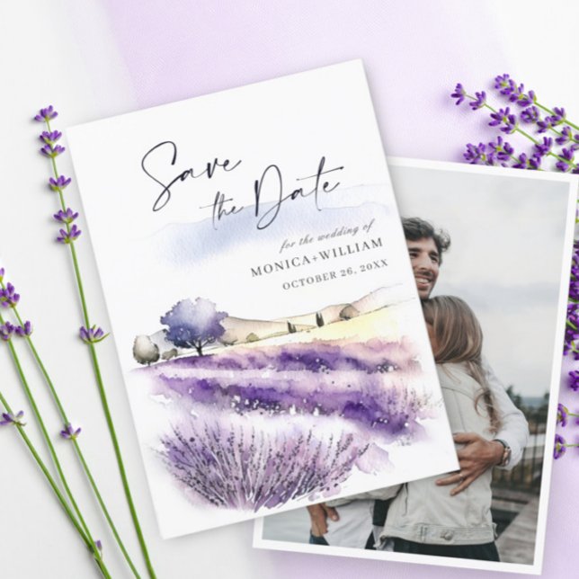Blume-Hochzeitsszittel für Wasserfarben-Lavendel Save The Date (Von Creator hochgeladen)