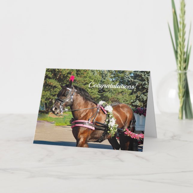 Blume Horse Glückwunsch Hochzeitskarte Karte (Vorderseite)