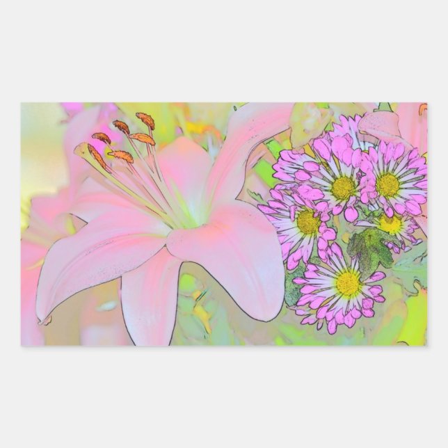 Blume Hübsch farbig Rechteckiger Aufkleber (Vorderseite)