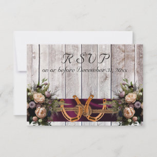 Blume & Hufeisen, Lila Hochzeit RSVP Karte