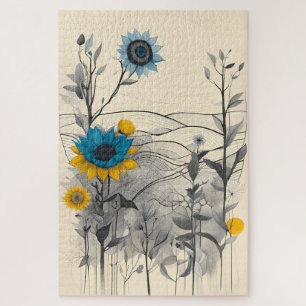 Blume Hügel Landschaft Pflanze zeichnend Kunst