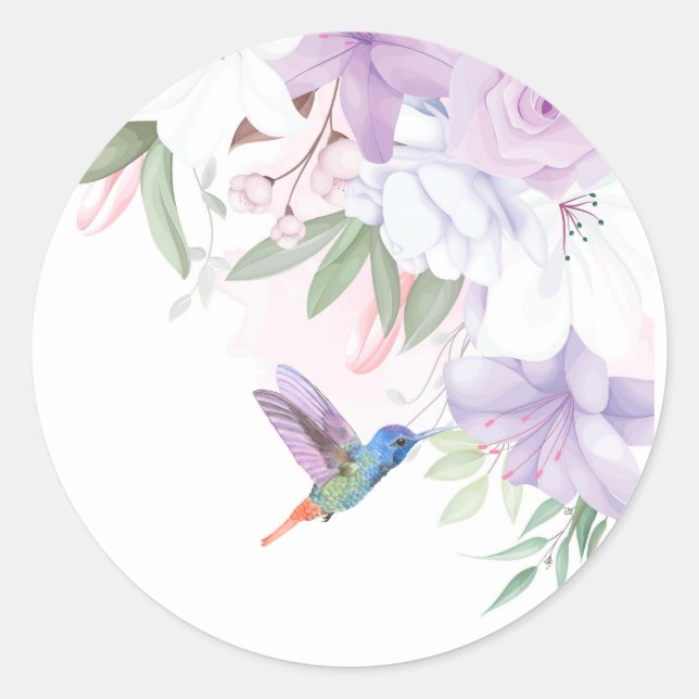 Blume Hummingbird Bird Dank Runder Aufkleber (Vorderseite)