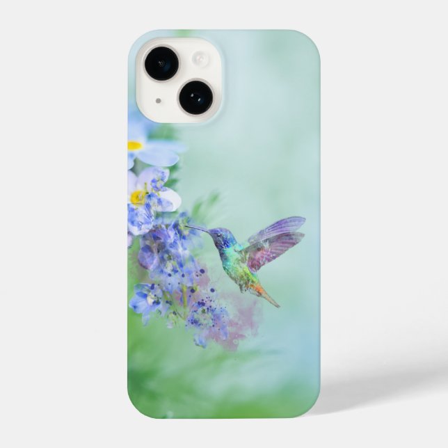 Blume Hummingbird Bird Garden iPhone 14 Hülle (Rückseite)