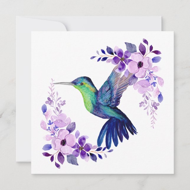Blume Hummingbird Blank Card Einladung (Vorderseite)